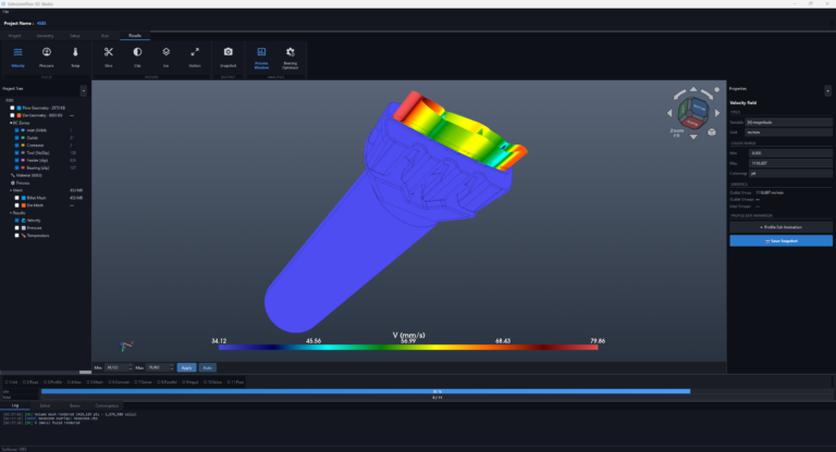 ExtrusionFlow velocity simulation